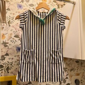 Striped Navy and White Girls Swim CoverUp